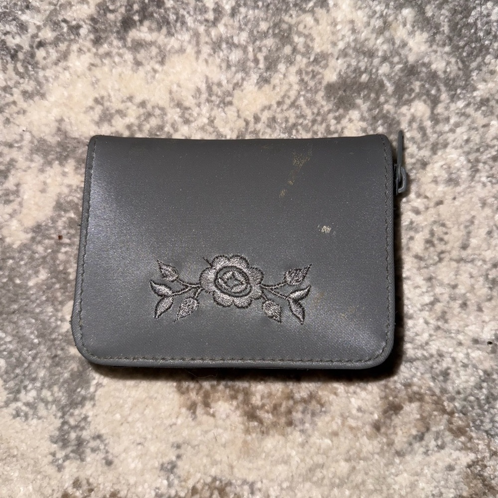 Chic Gray Floral Embossed Card Holder